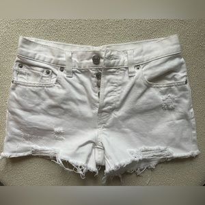 We The Free White Frayed Denim Short, Size 25
